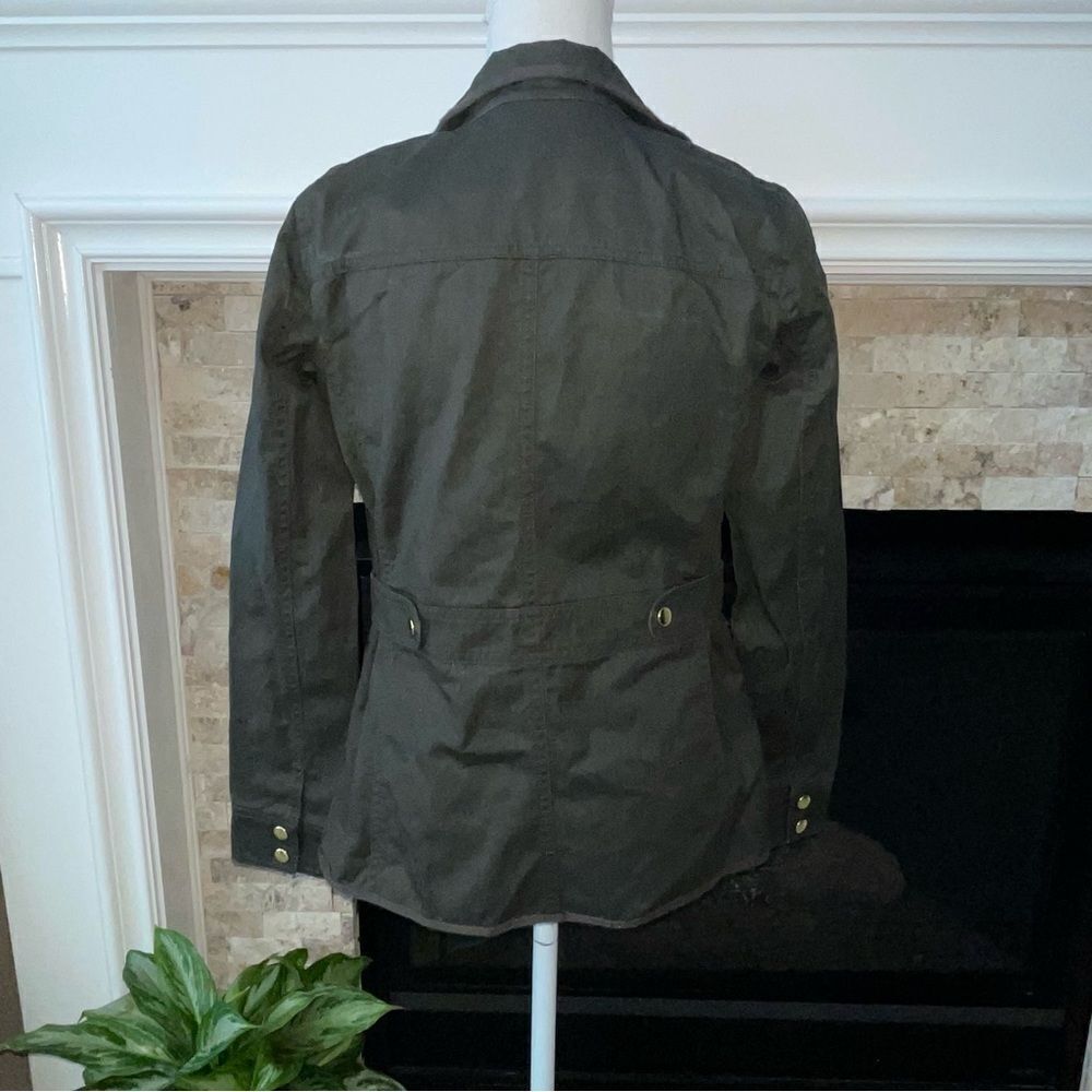 J. Crew Factory Resin-coated ArmyGreen Twill field Jacket Coat XXS - Picture 3 of 4